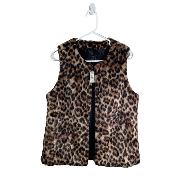 Talbots Jackets & Blazers - Talbots Leopard Print Faux Fur Fuzzy Vest